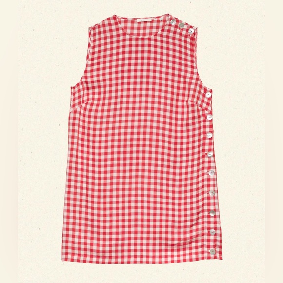 New Doen Coralie mini dress in scarlet Marilyn gingham - Picture 3 of 10